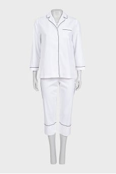 White suit with cropped trousers