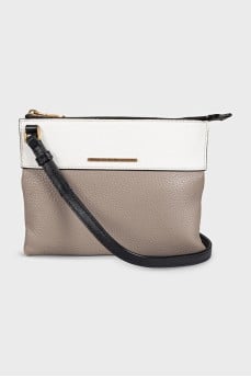 Two-tone leather crossbody bag