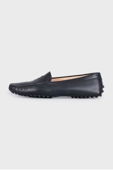 Black leather moccasins
