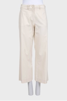 Beige wide-leg high-waist trousers