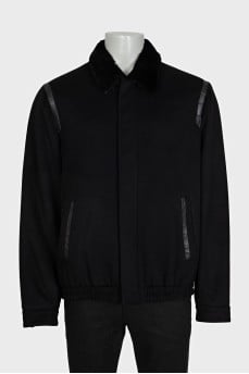 Men's cashmere jacket with fur lining