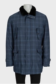 Men's plaid jacket with detachable collar