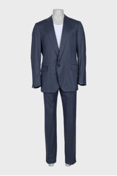 Men's gray straight-cut suit