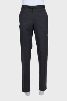 Men's straight-cut wool and silk trousers