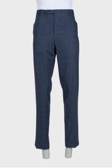 Men's checkered wool trousers