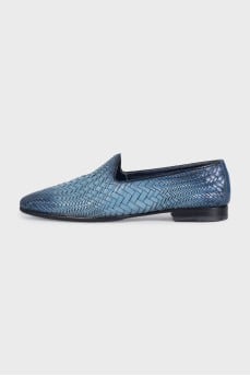 Men's blue leather shoes