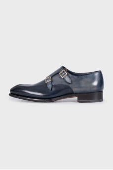 Men's blue leather shoes