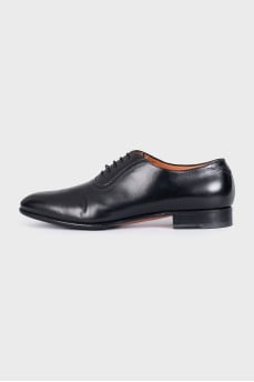 Men's black leather lace-up shoes