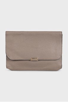 Brown leather clutch