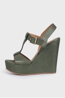 Green wedge sandals