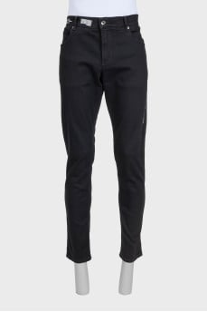 Men's black jeans with print