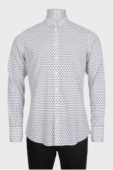 Men's white shirt with a signature print