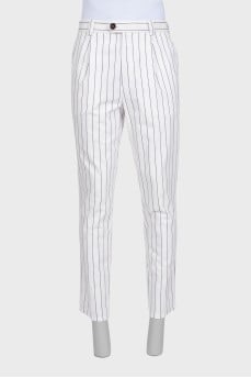 Men's white striped trousers