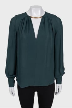 Green silk blouse