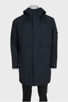 Men's black jacket with a hood
