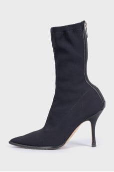 Textile ankle boots with a back zip