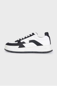 Men's black and white leather sneakers