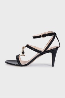 Patent leather heeled sandals