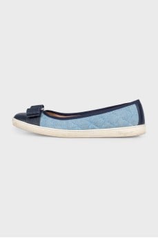 Quilted denim ballet flats