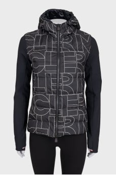 Black printed jacket with a hood