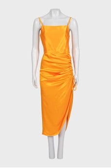 Orange ruched dress with tag