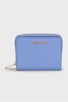 Leather wallet with gold-tone hardware