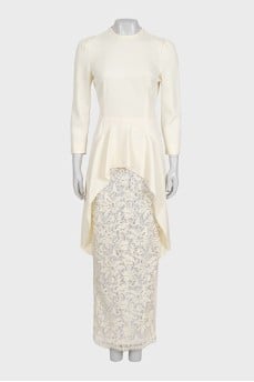 White dress with lace hem