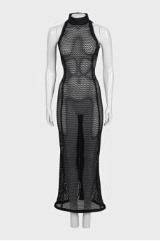 Black mesh bodycon dress