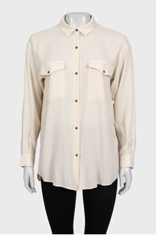 Beige button-down blouse