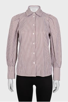 Straight-cut shirt with brown stripes
