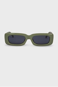 Green sunglasses with logo