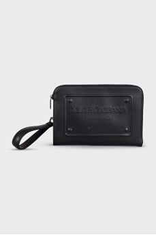 Men's black bag with a 3D logo