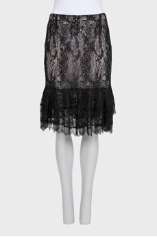 Lace skirt with ruffles