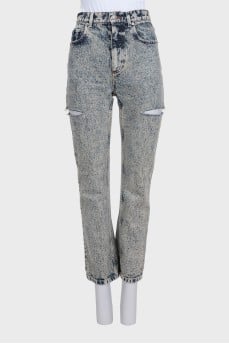 Straight jeans with side slits