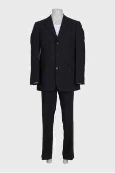 Men's black wool single-breasted suit