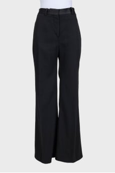 Black wool flared trousers
