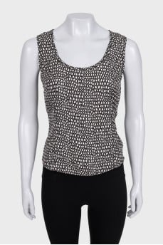 Black and white silk tank top