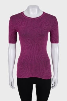 Shiny pink t-shirt with tag