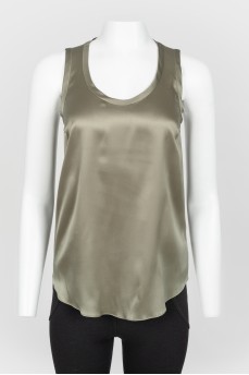 Sleeveless Khaki Silk Top