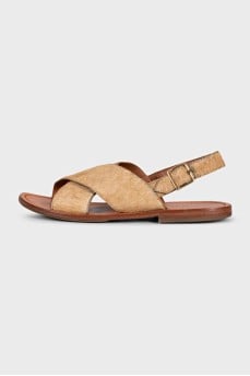Brown pony skin sandals