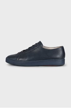 Men's blue leather lace-up sneakers