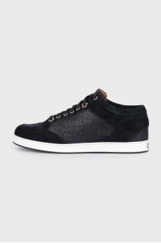Black sneakers with shiny inserts