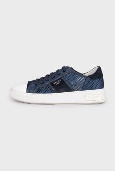 Blue perforated combination sneakers