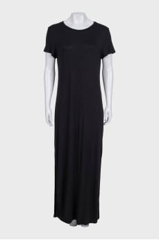Black straight-cut maxi dress