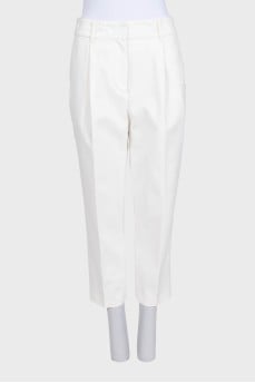 White straight-leg high-waist trousers
