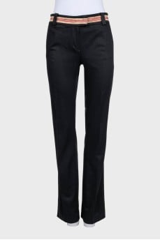 Straight trousers with a contrasting waistband