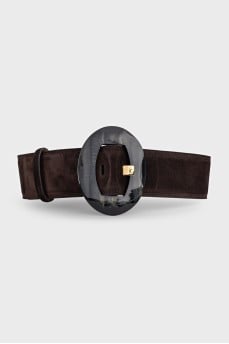 Wide brown suede belt