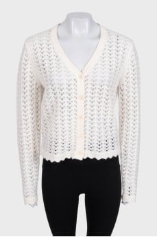 Knitted white cardigan with buttons