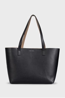 Two-tone leather shopper