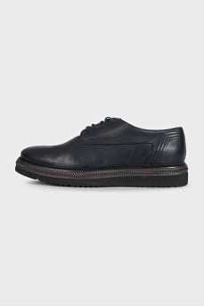 Men's blue leather lace-up shoes
